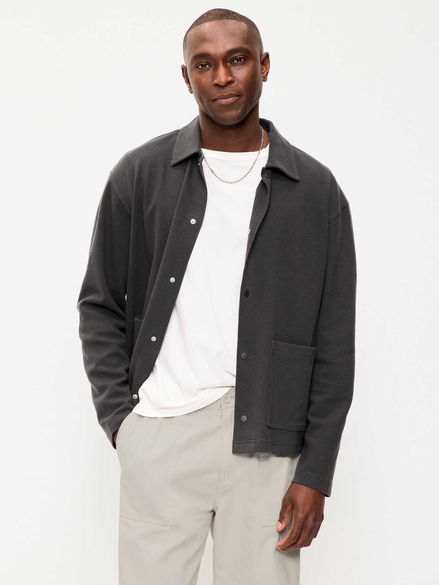 Cropped Loose Utility Shacket