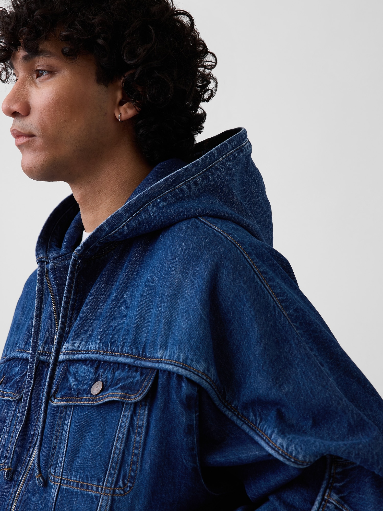 Gap × HFR デニムジャケット　フーディ Gap × HFR デニム ジップアップパーカー by Daveed Baptiste