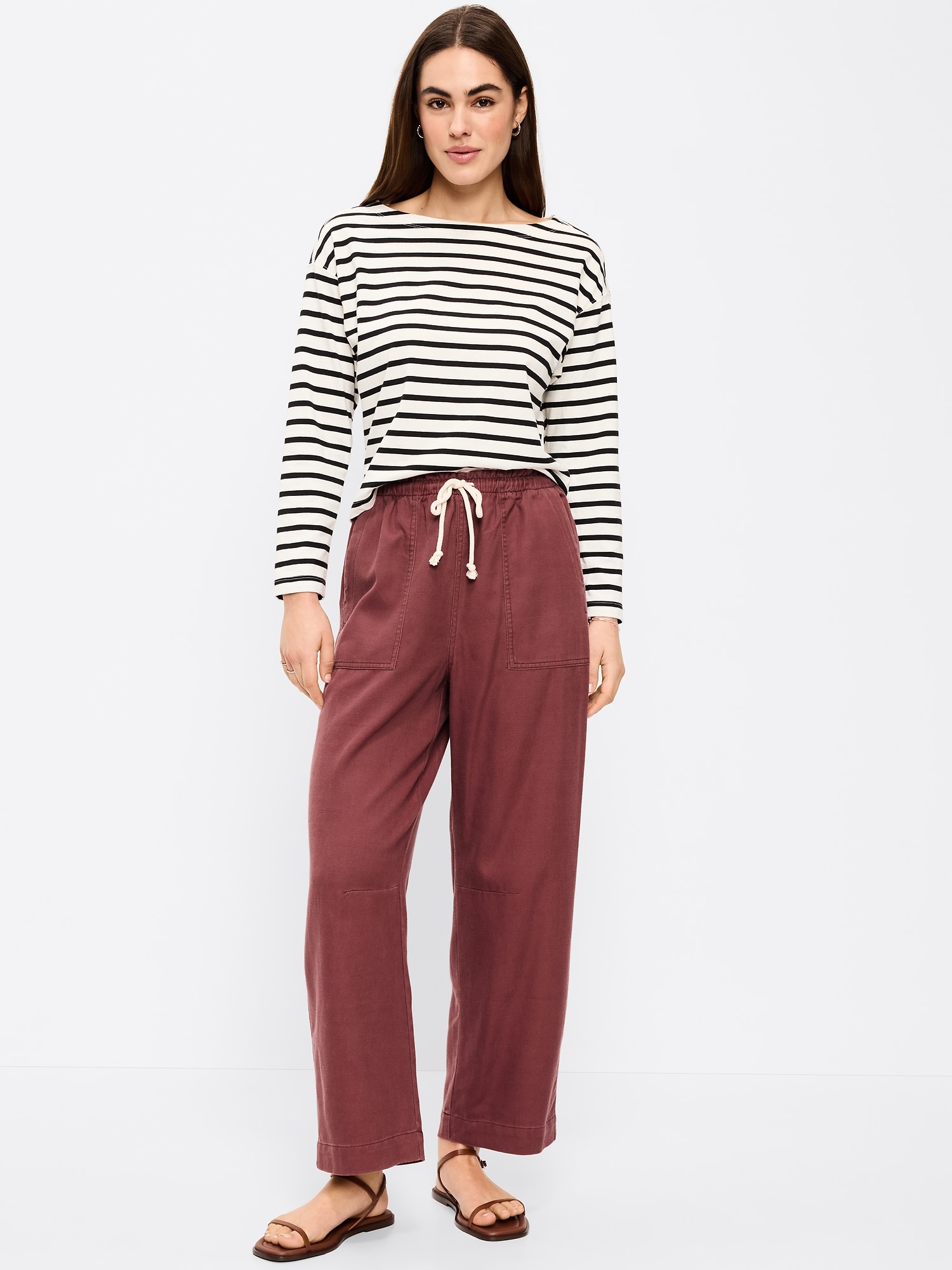 High-Waisted Utility Ankle Pants