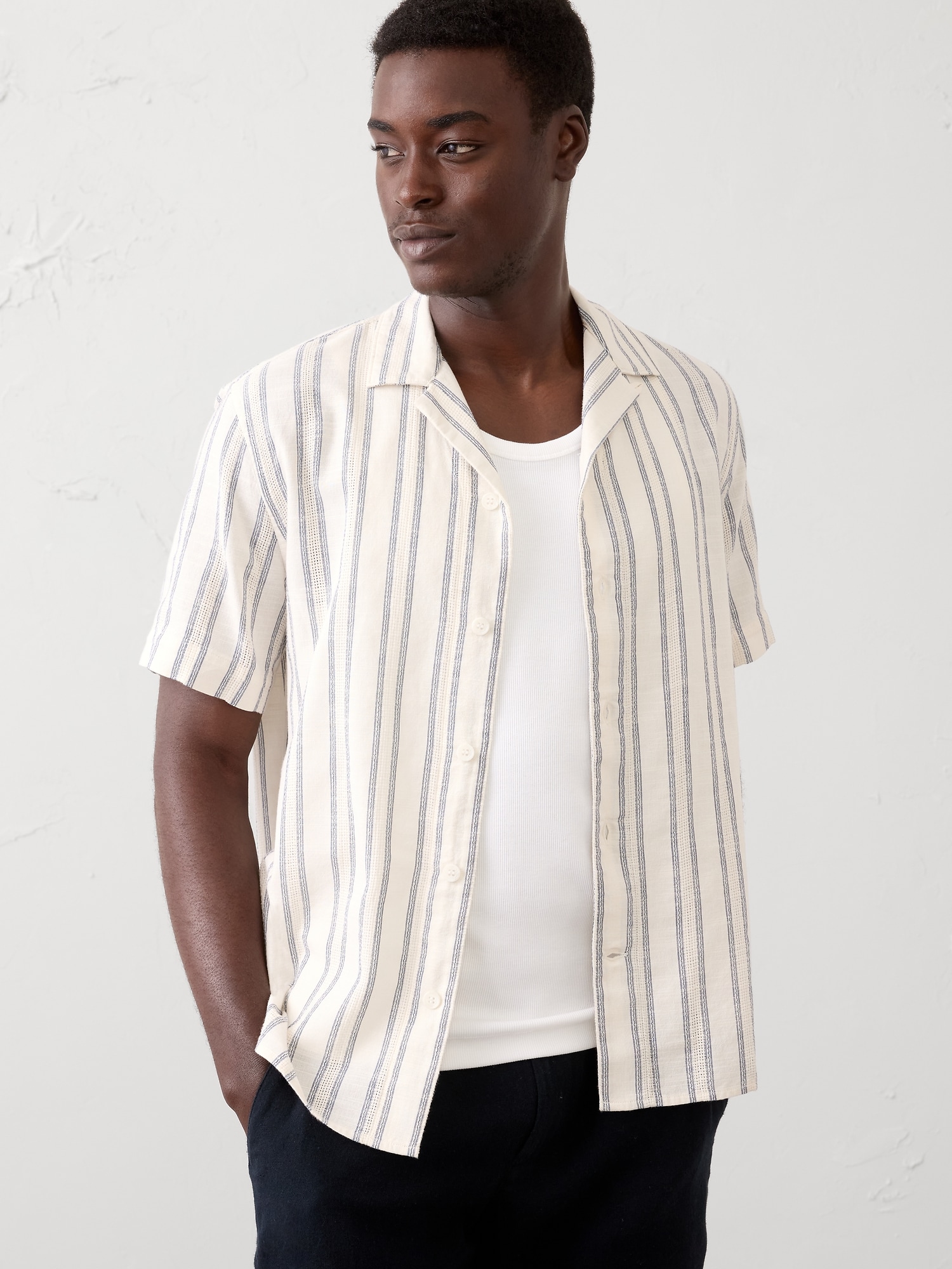 Standard-Fit Textured Resort Shirt