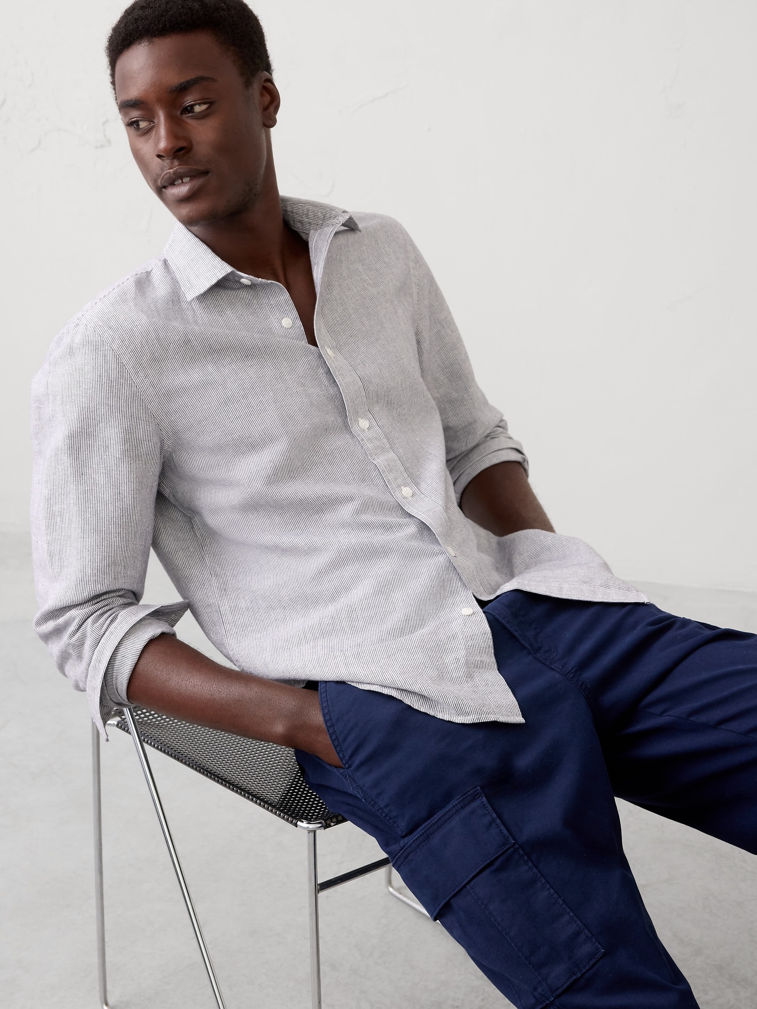Slim-Fit Linen-Blend Shirt