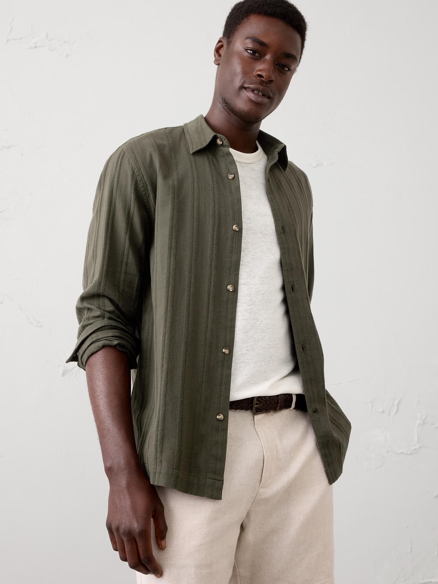 Standard-Fit Textured Resort Shirt