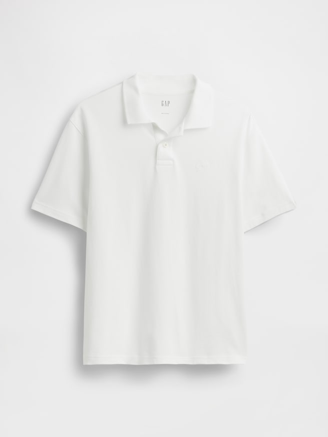 リラックスフィット ピケ クロップド ポロシャツ-4