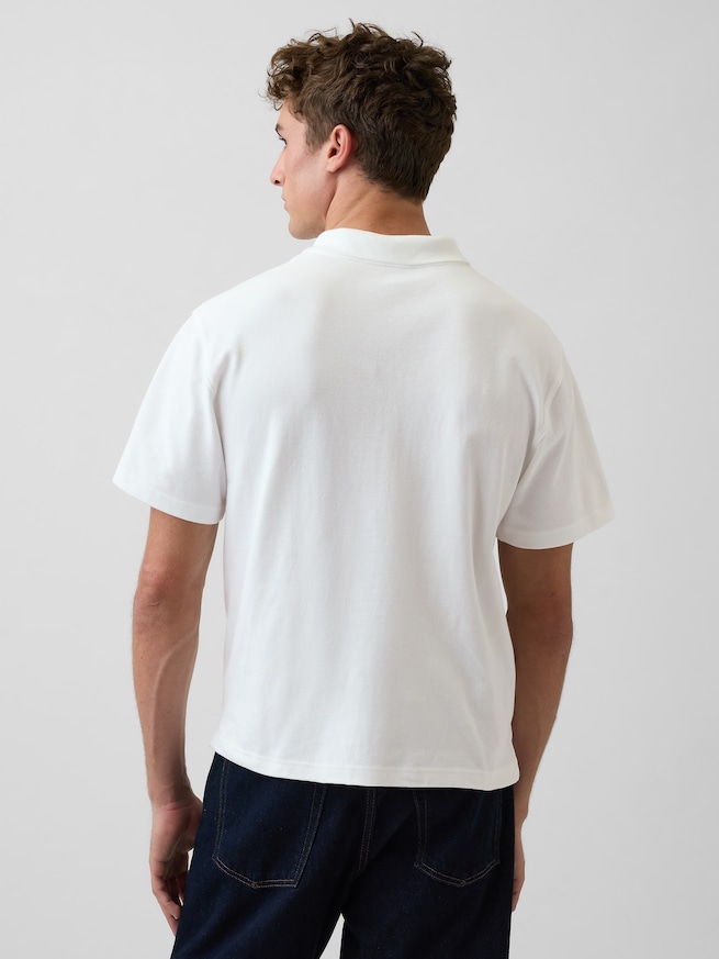 リラックスフィット ピケ クロップド ポロシャツ-2