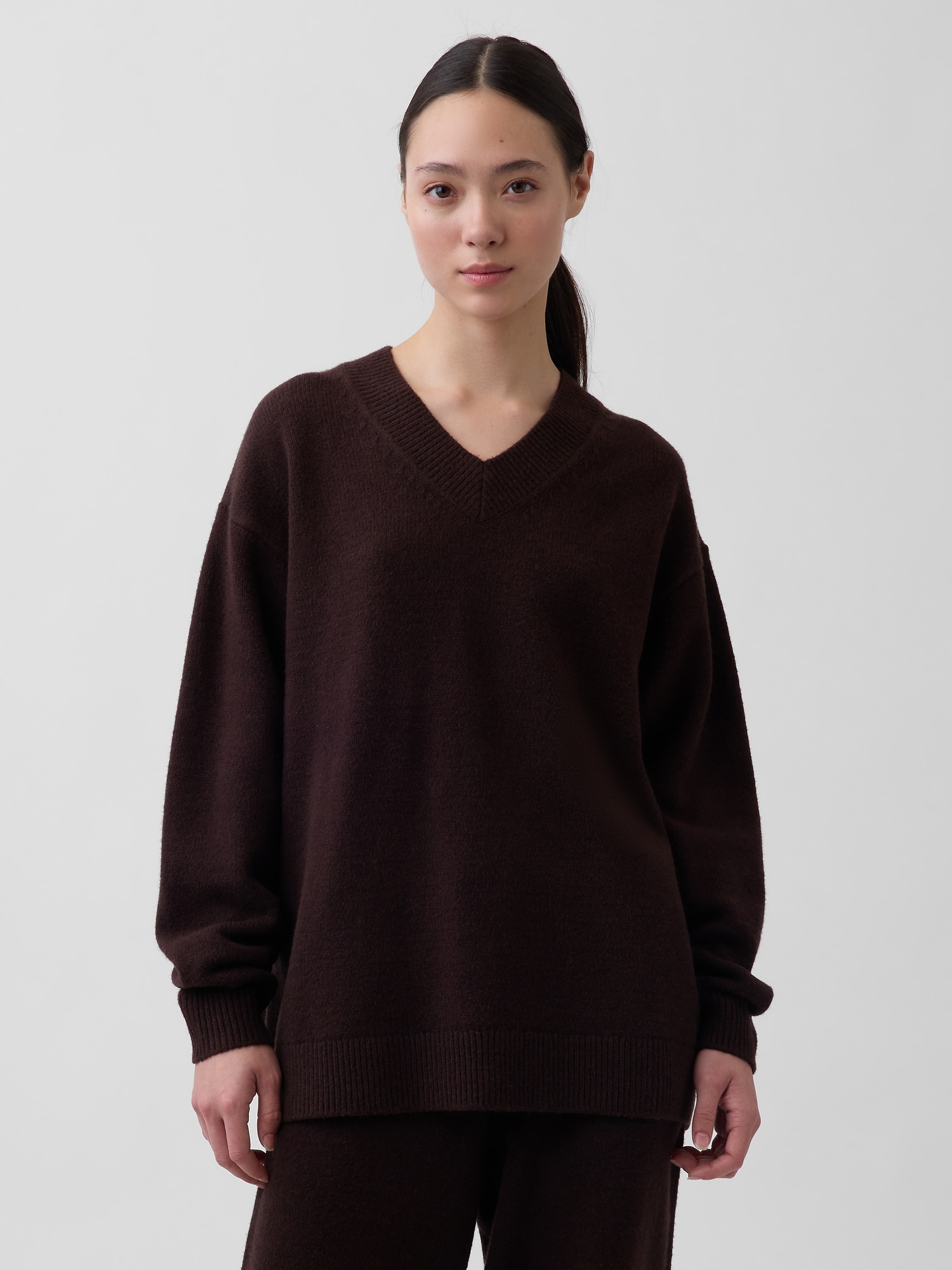 CashSoft Oversized V-Neck Tunic Sweater