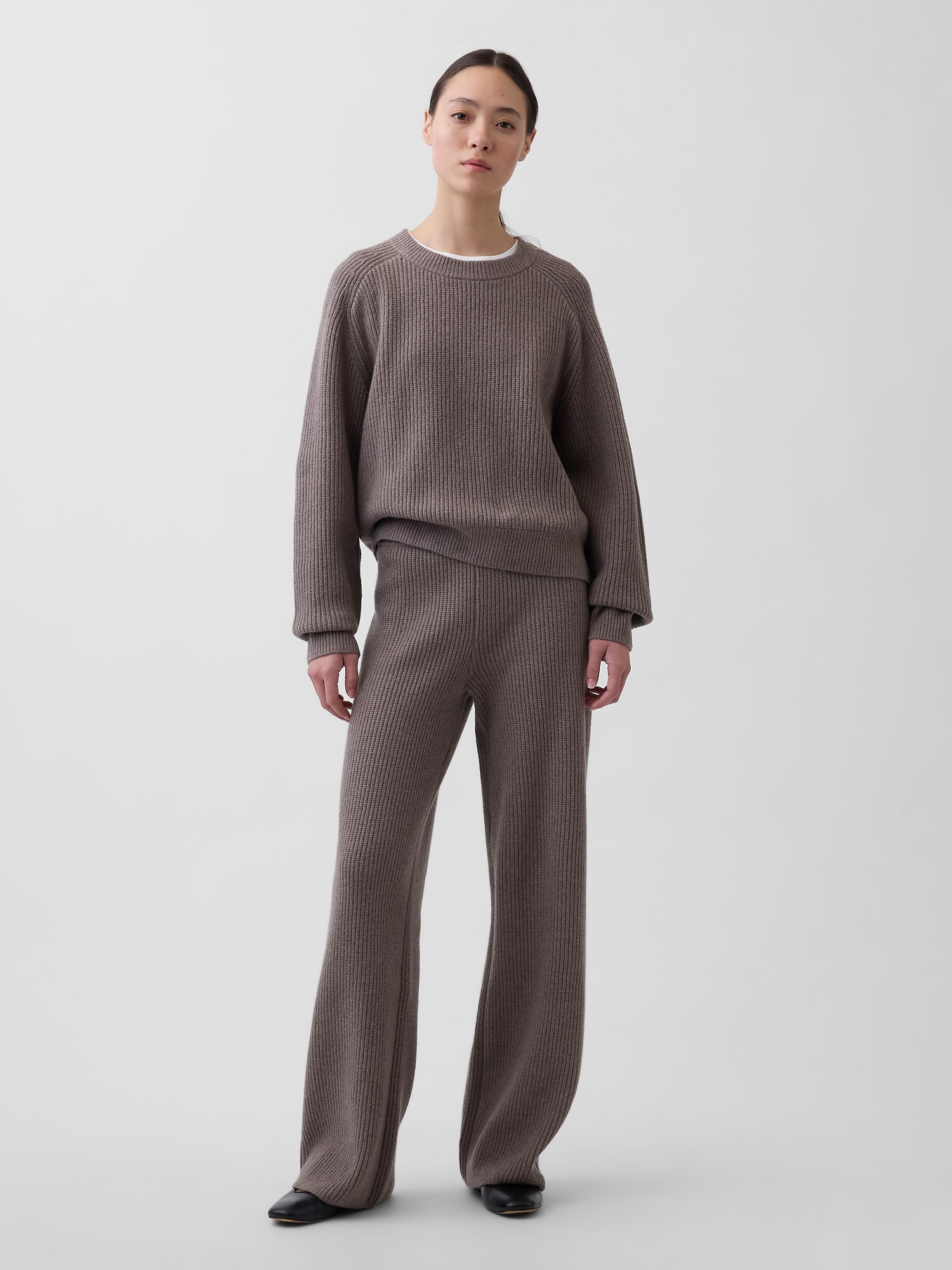CashSoft Shaker-Stitch Sweater Pants