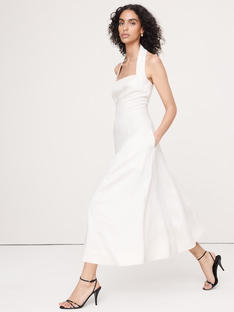 Linen Halter Midi Dress