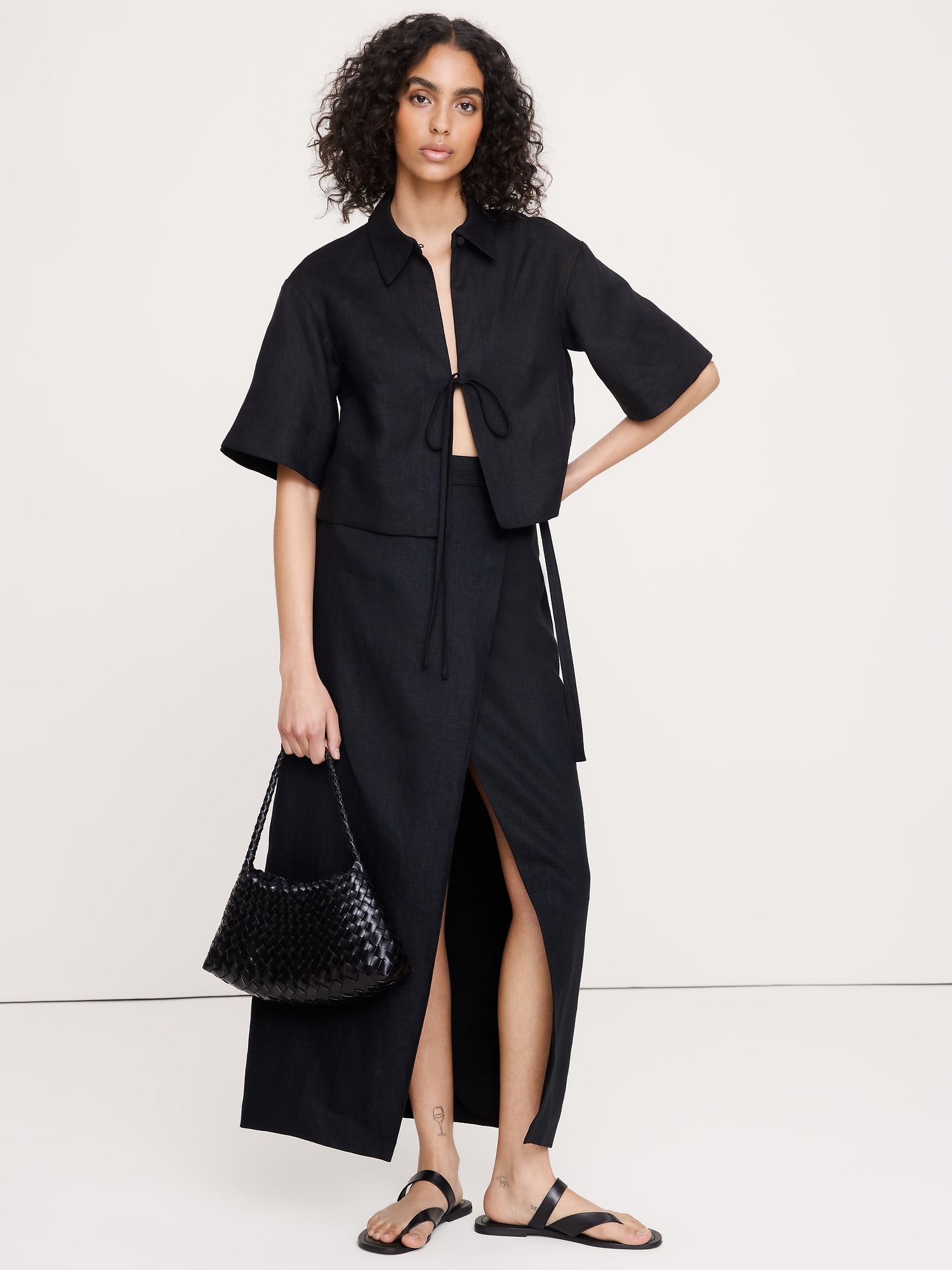 リネン ラップ マキシスカート-0