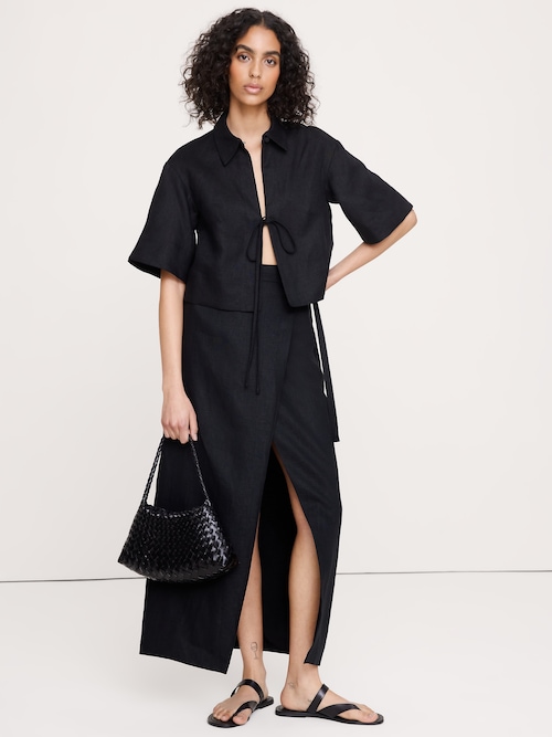 リネン ラップ マキシスカート