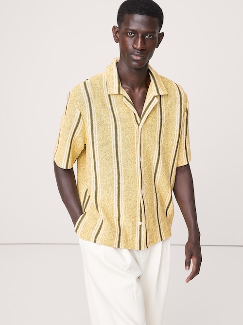 リラックスフィット ストライプ リゾート シャツ