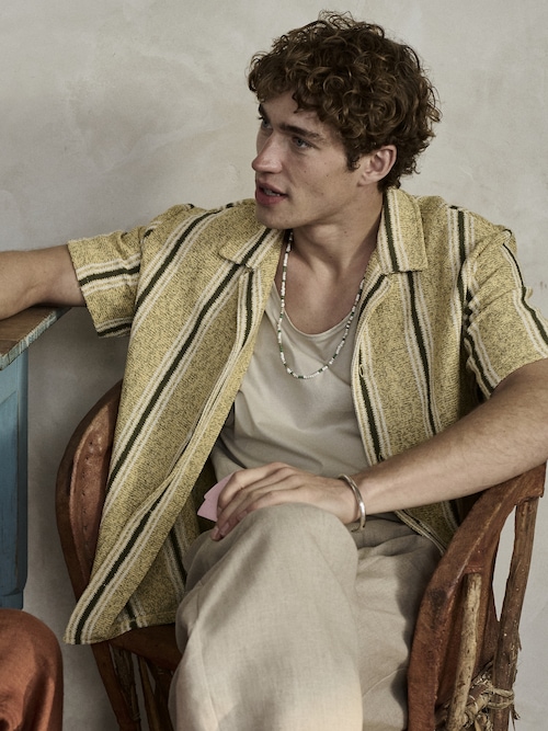 リラックスフィット ストライプ リゾート シャツ