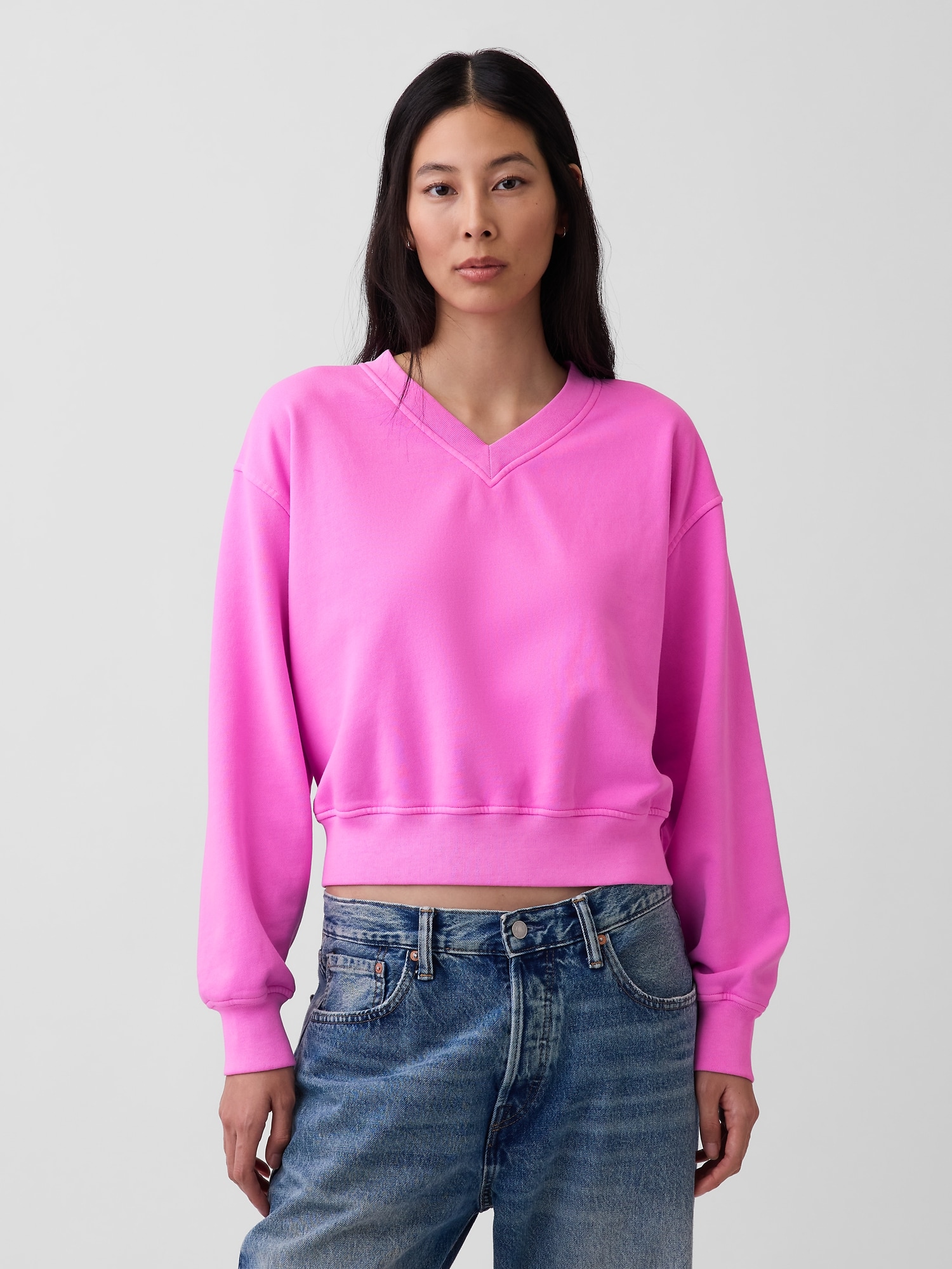 VintageSoft Oversized V-Neck Sweatshirt
