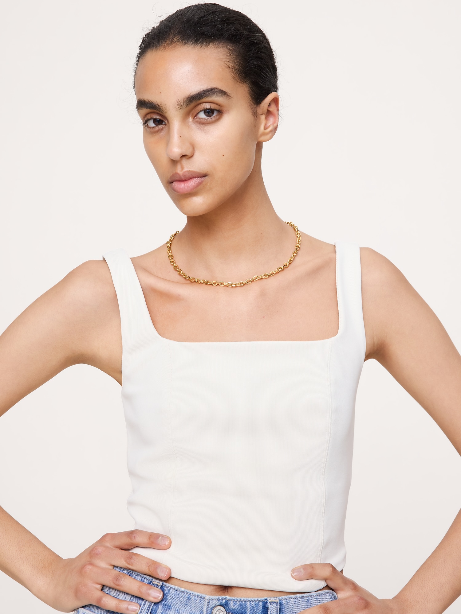 ミニ オーバル リンクチェーン ネックレス-1