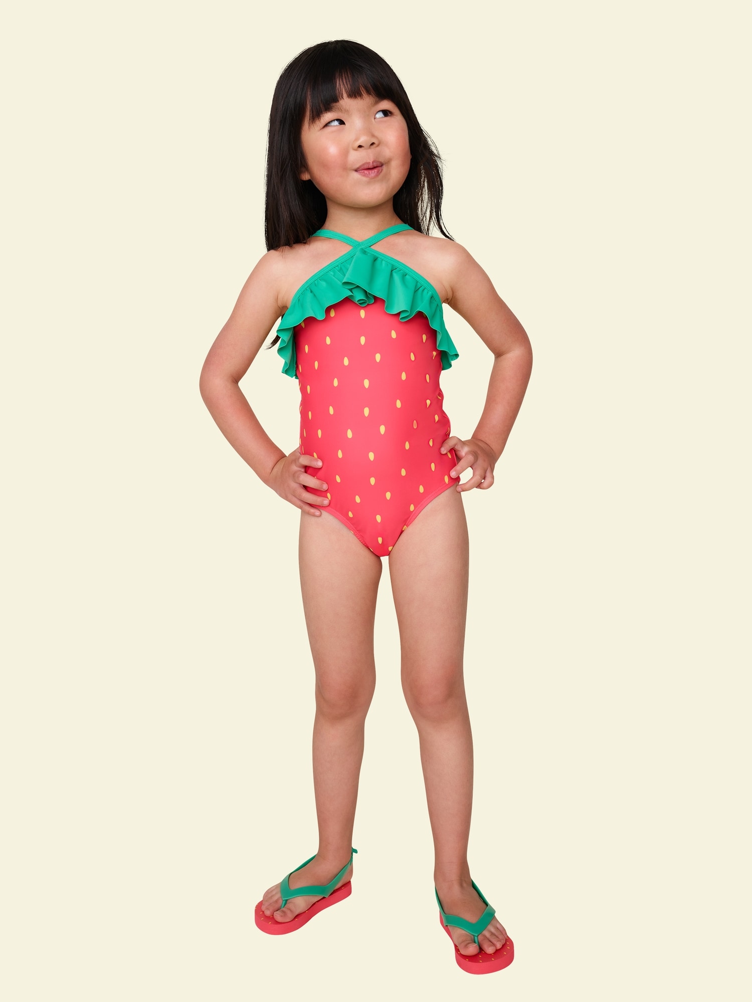 MAILLOT DE BAIN UNE PIÈCE À BORDURE FRONCÉE POUR TOUTE-PETITE