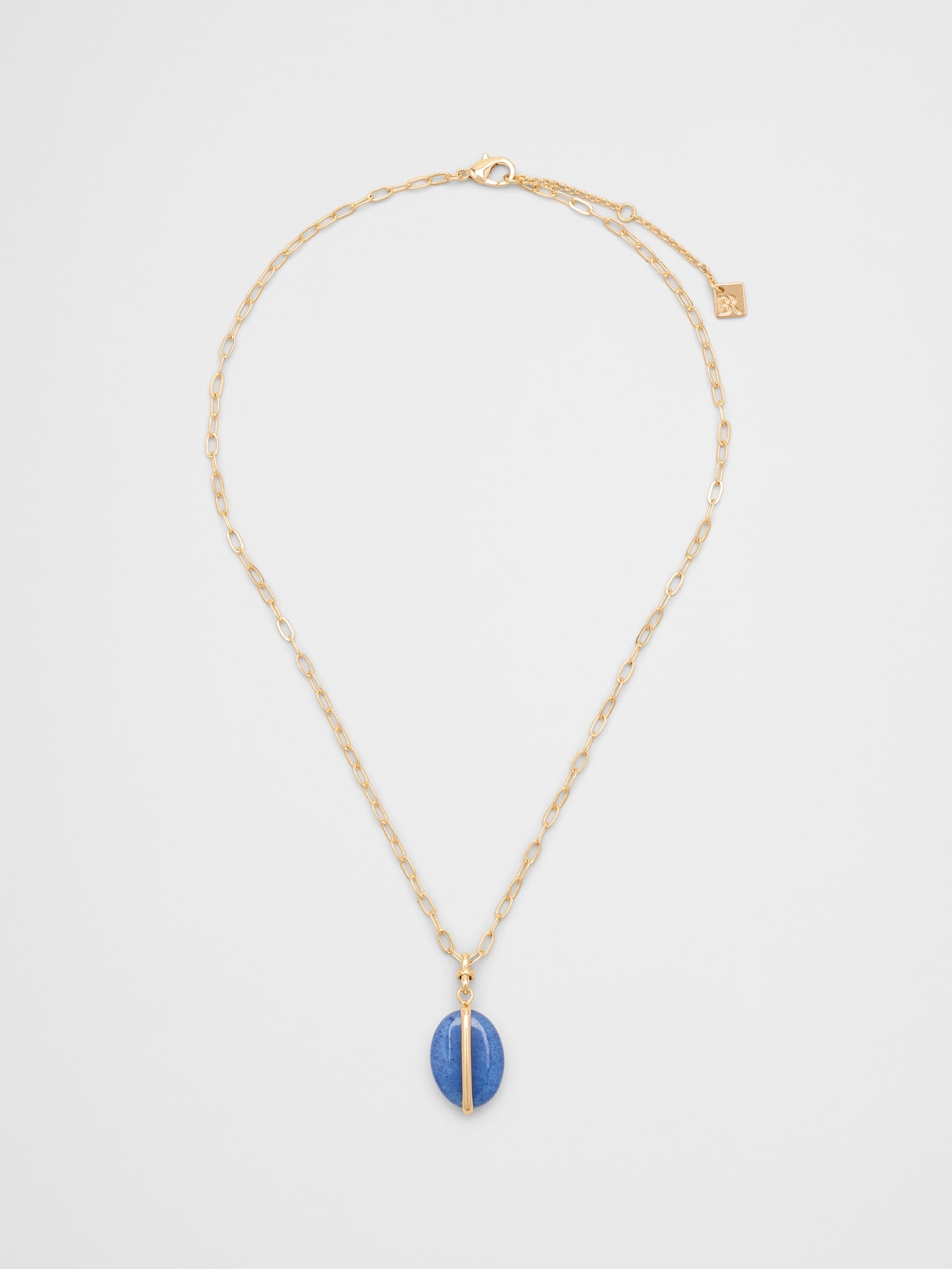 Lapis Bar Stone Delicate Chain Pendant Necklace