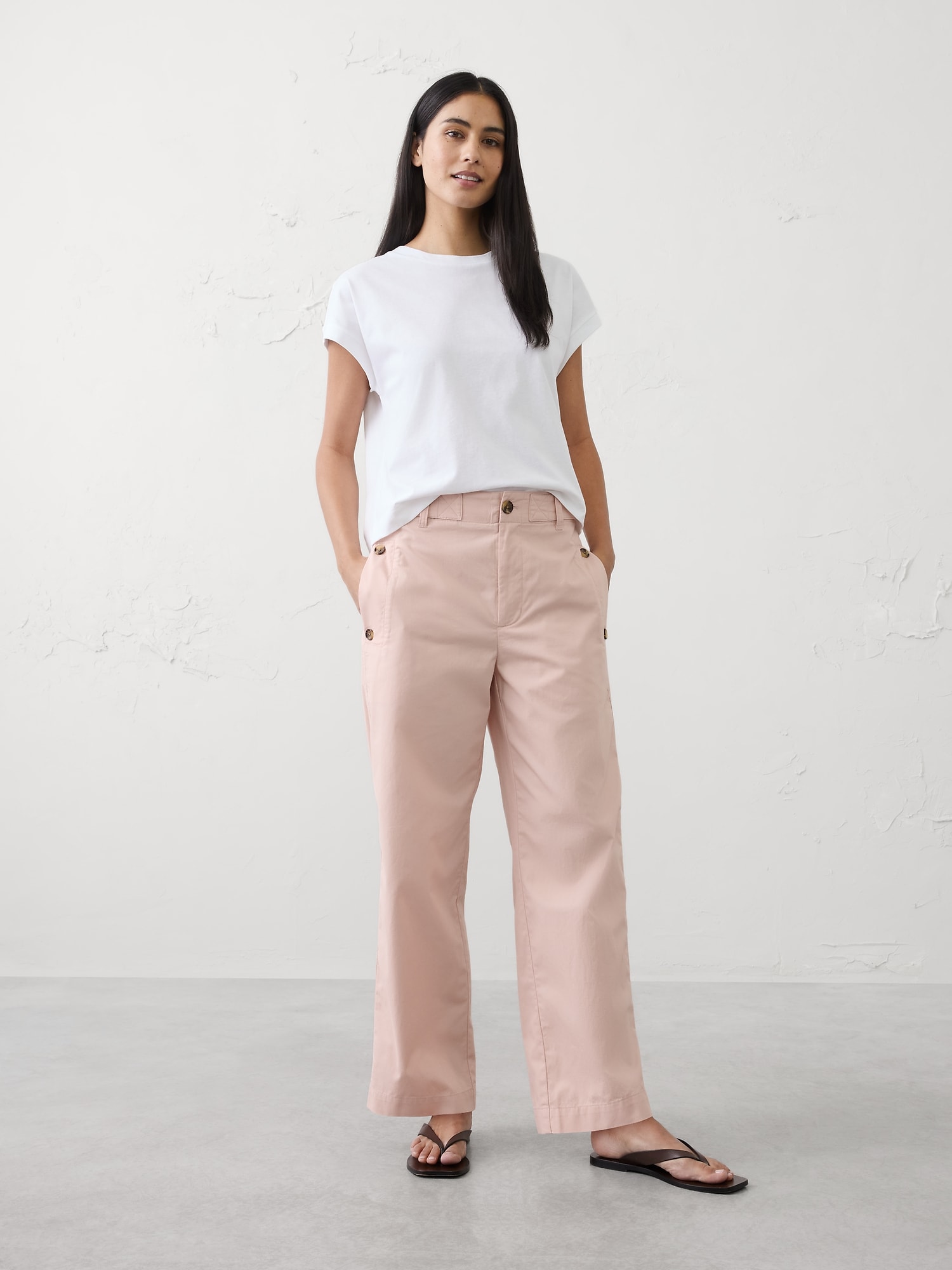 Straight High-Rise Utility Twill Pant