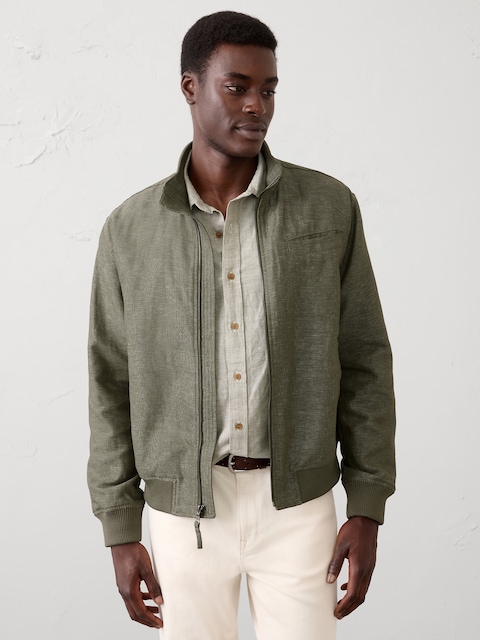 Linen-Blend Bomber
