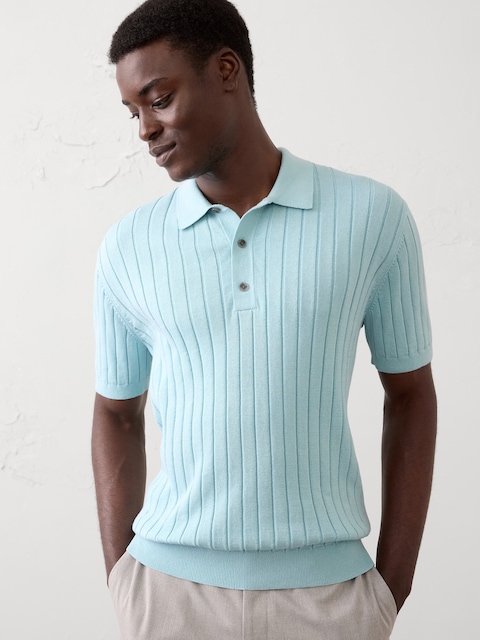 POLO EN TRICOT À CÔTES LARGES