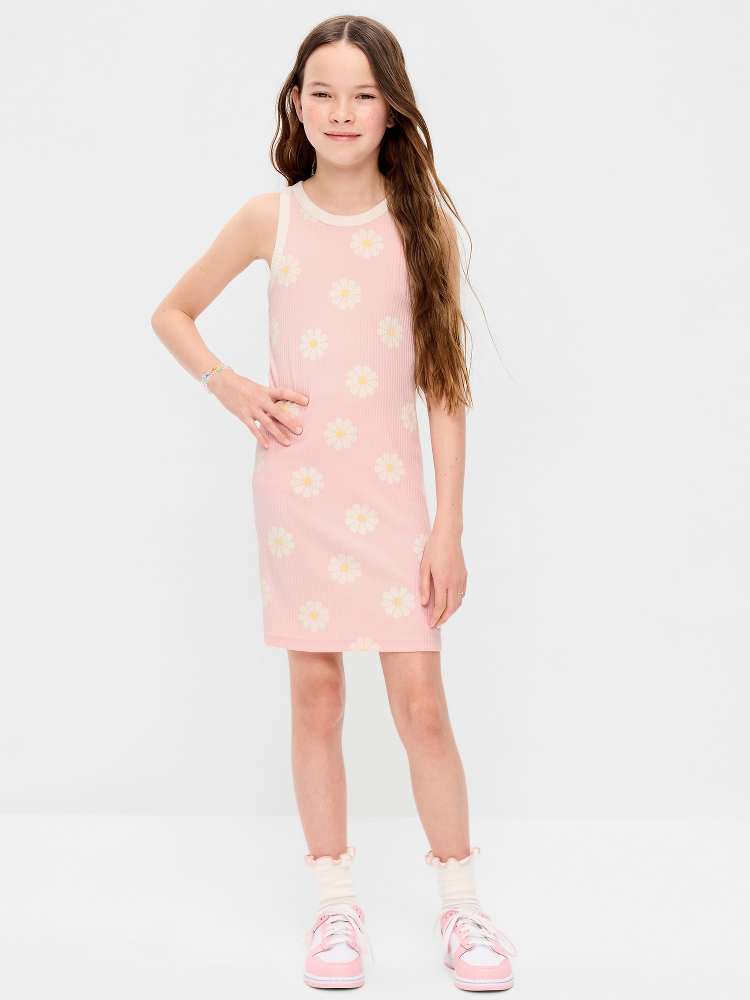 ROBE-CAMISOLE CÔTELÉE À MOTIF POUR FILLE
