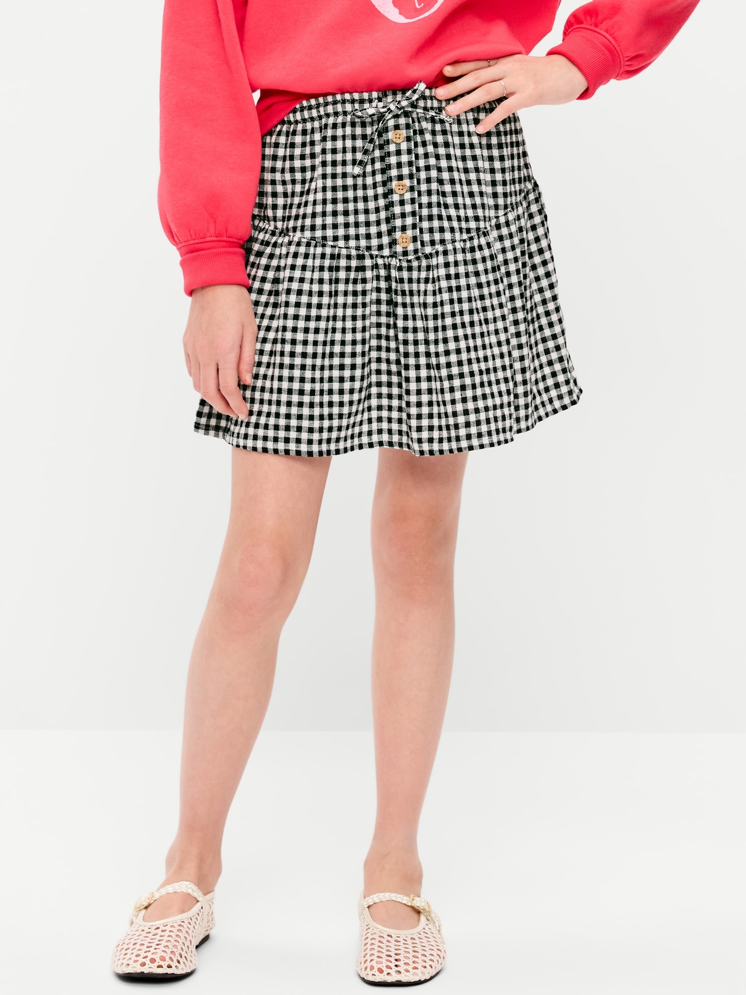 Linen-Blend Buttoned Skirt for Girls