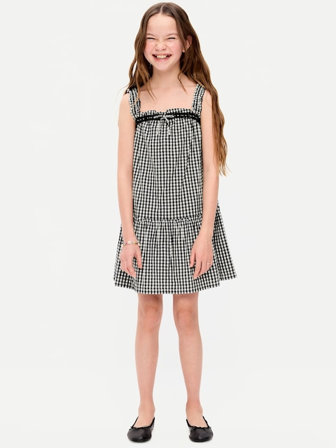 Printed Sleeveless Ruffled Swing Dress for Girls