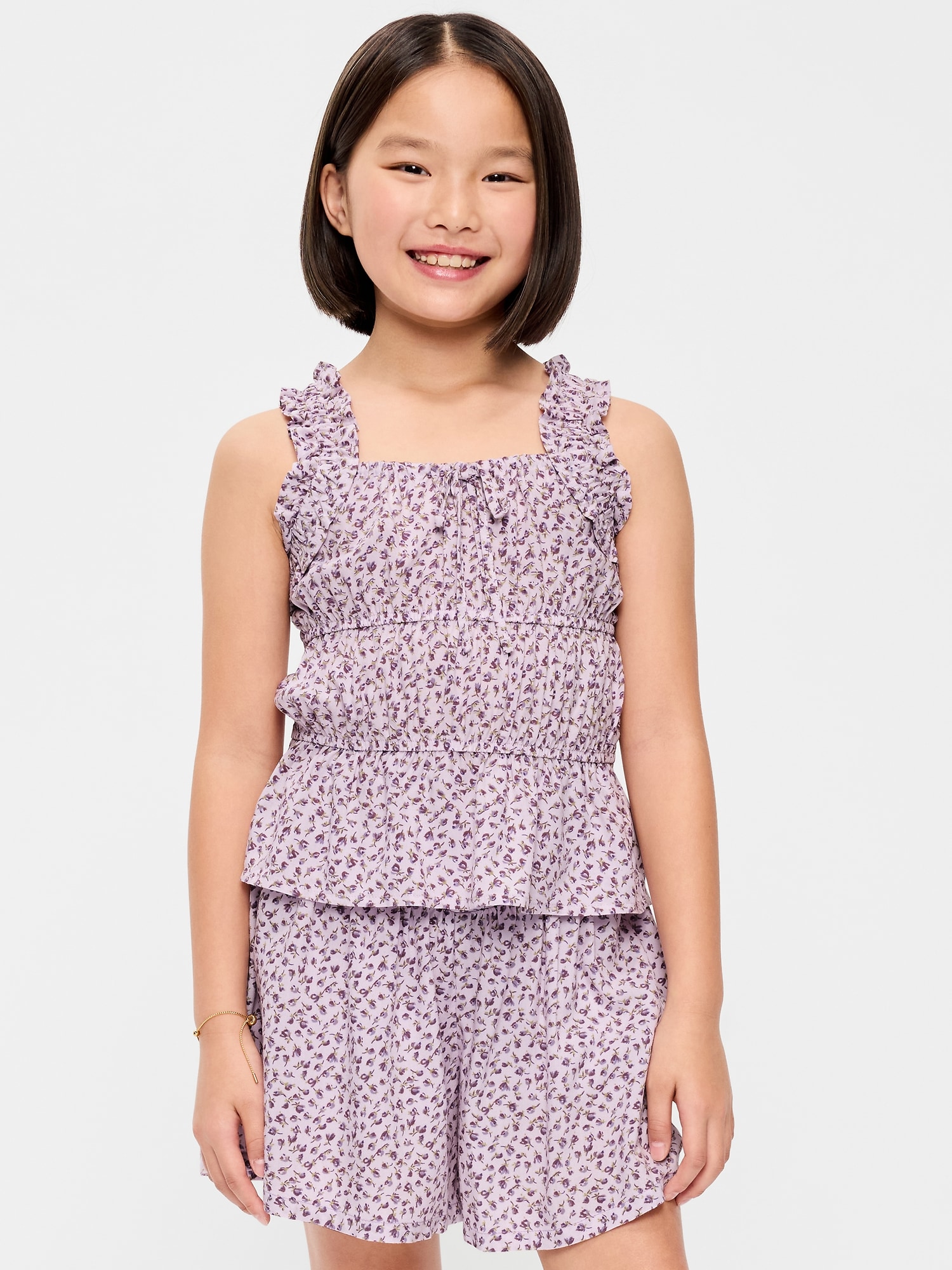 Printed Sleeveless Ruffled Top for Girls