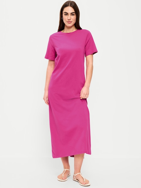 Vintage Crew-Neck Maxi Dress