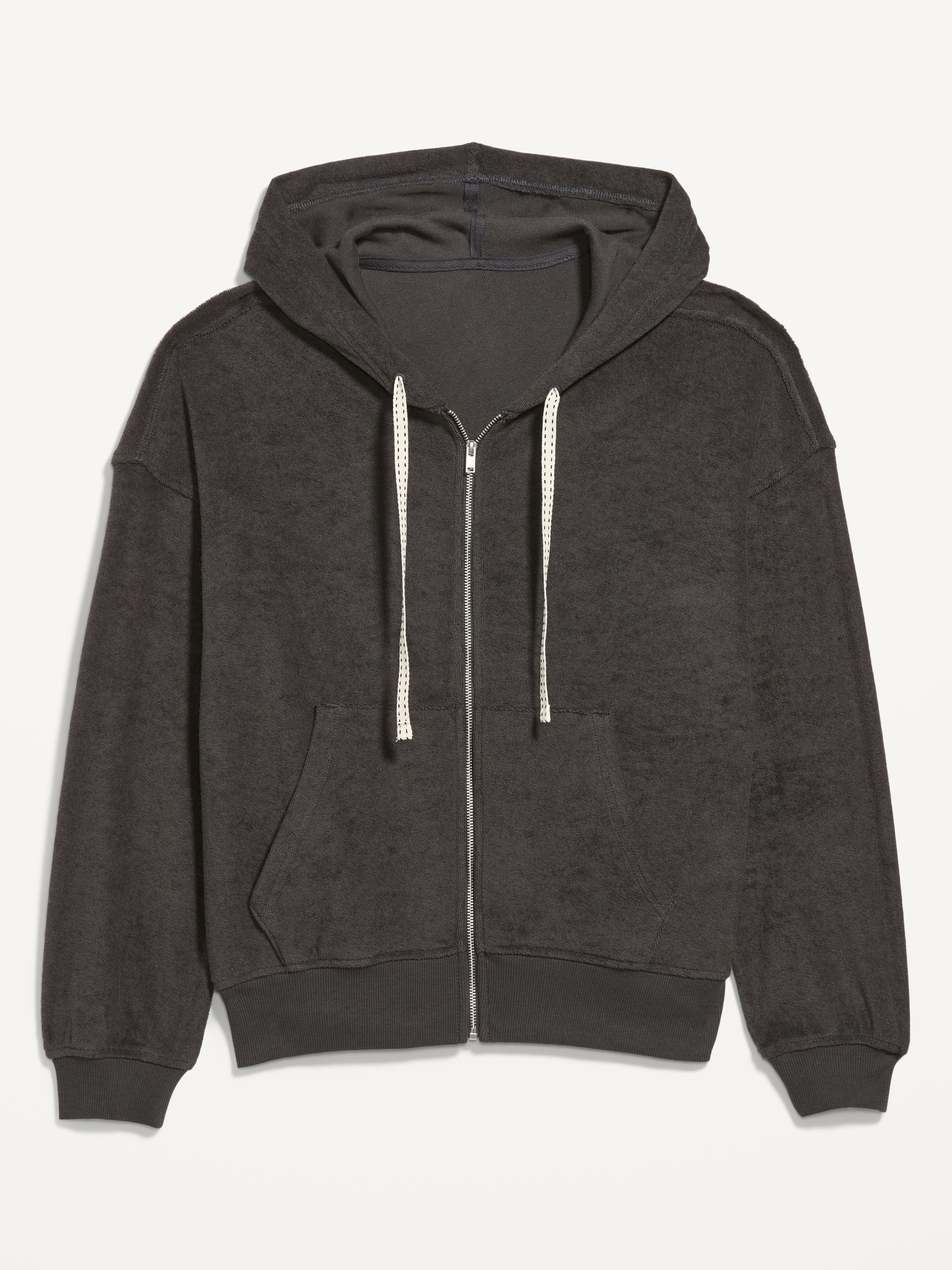 Terry Cloth Full-Zip Hoodie Sweatshirt