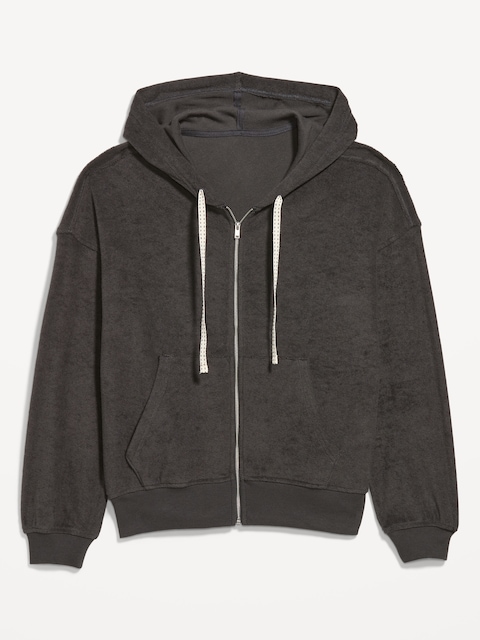 Terry Cloth Full-Zip Hoodie Sweatshirt