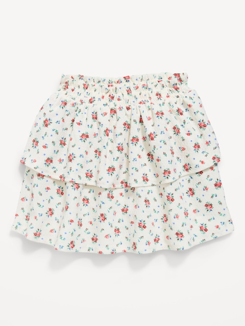 Printed Crinkled Tiered Skirt for Toddler Girls