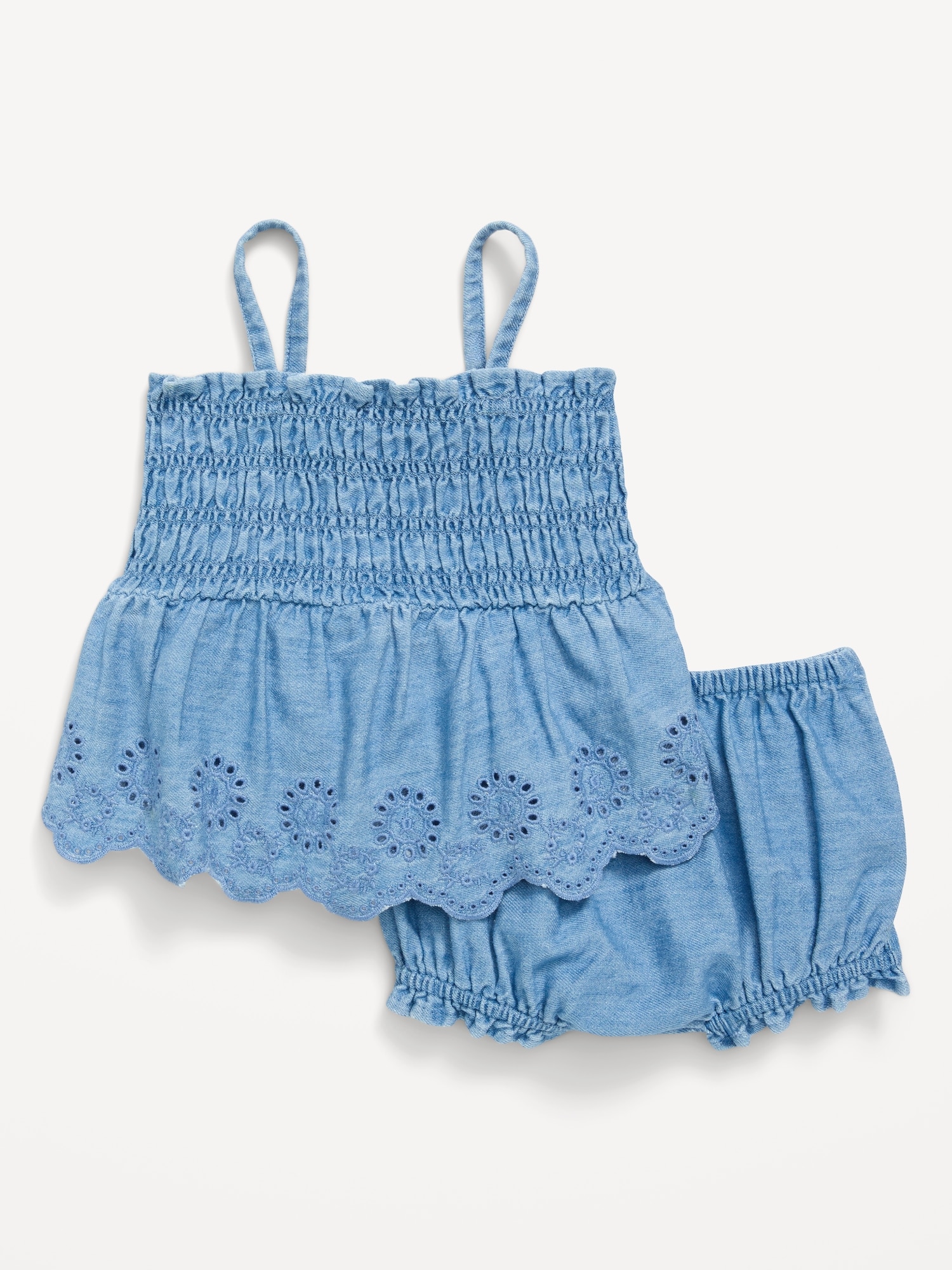 Sleeveless Smocked Peplum Top and Shorts Set for Baby
