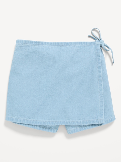 Wrap-Front Denim Skort for Girls