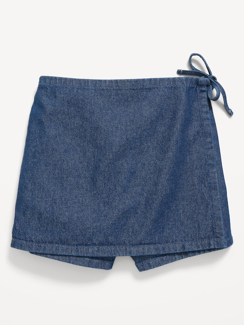 Wrap-Front Denim Skort for Girls