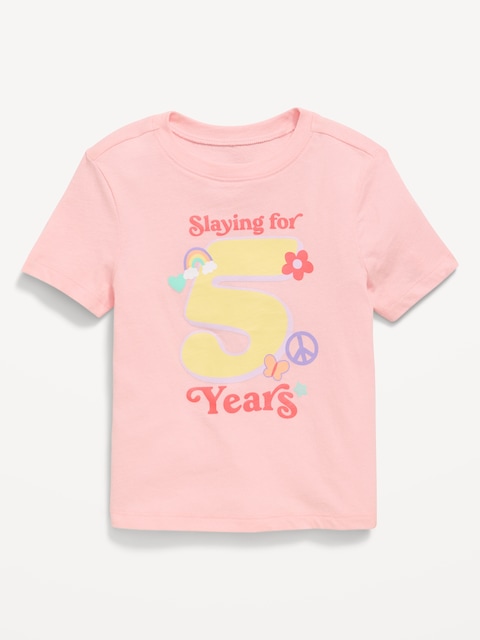 Short-Sleeve Birthday Graphic T-Shirt for Toddler Girls