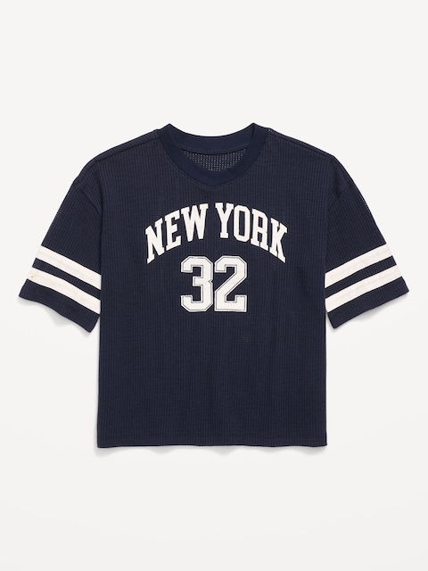 Oversized Mesh Graphic Football T-Shirt for Boys