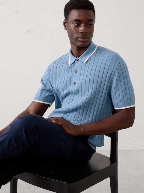 POLO EN TRICOT À CÔTES LARGES