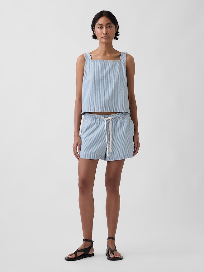 ウルトラソフトデニム ストライプ クロップド シェル タンクトップ-4