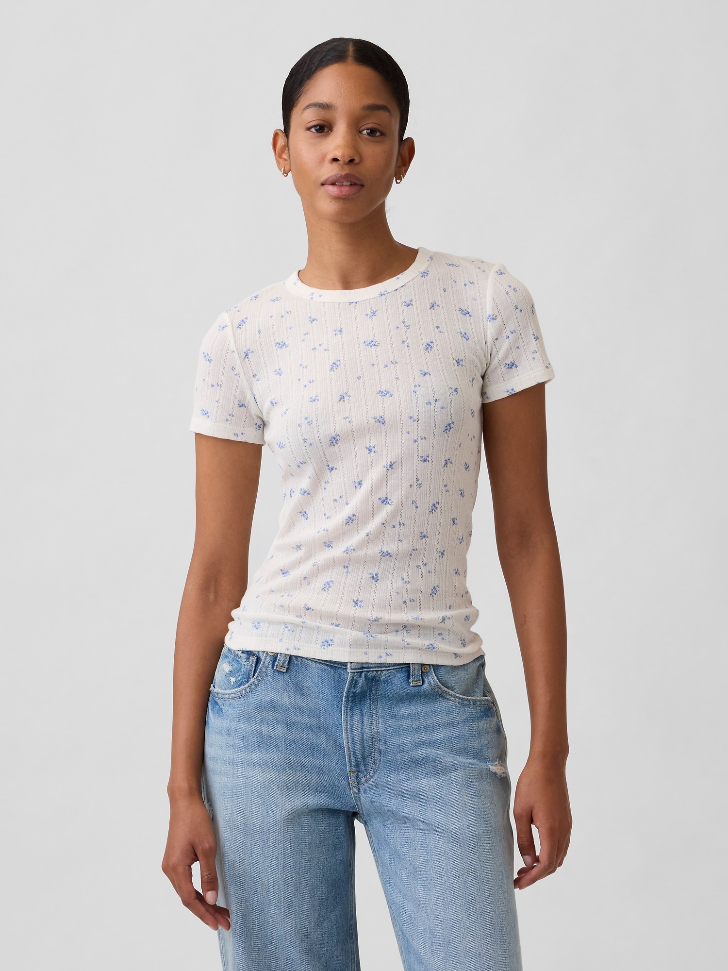 Essential Ribbed Pointelle T-Shirt