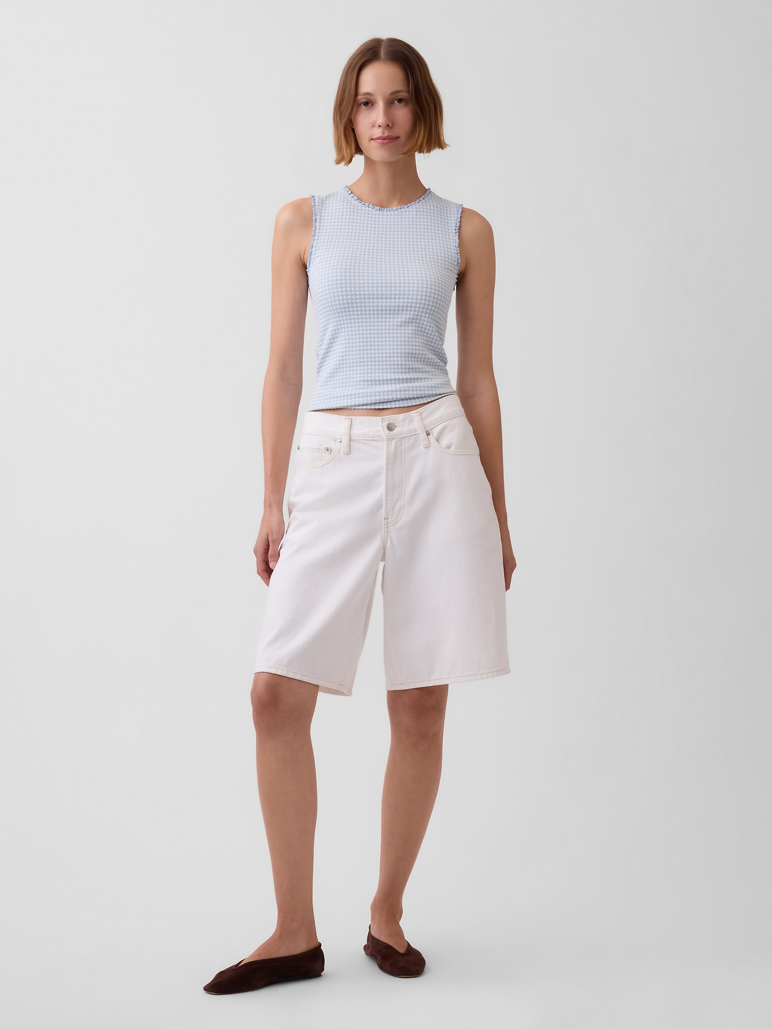 ギンガムチェック ポインテール シェルタンクトップ-1