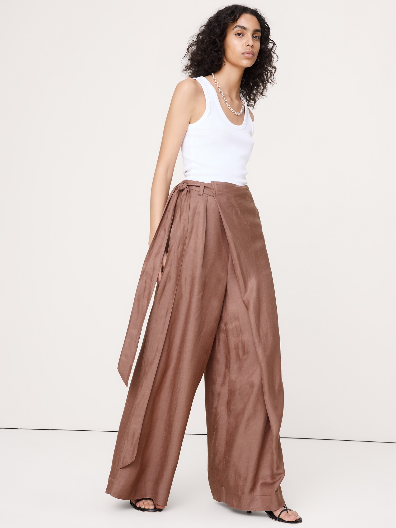 PANTALON-JUPE EN LIN ET VISCOSE