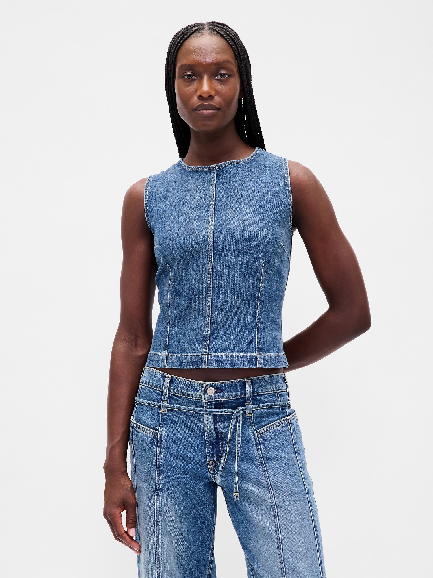 CAMISOLE COURTE EN DENIM