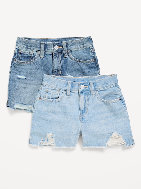 High-Waisted Ripped Frayed-Hem Jean Shorts 2-Pack for Girls