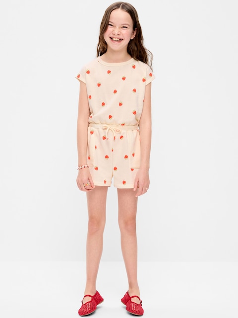 BARBOTEUSE UTILITAIRE À MANCHES COURTES EN JERSEY BOUCLETTE POUR FILLE