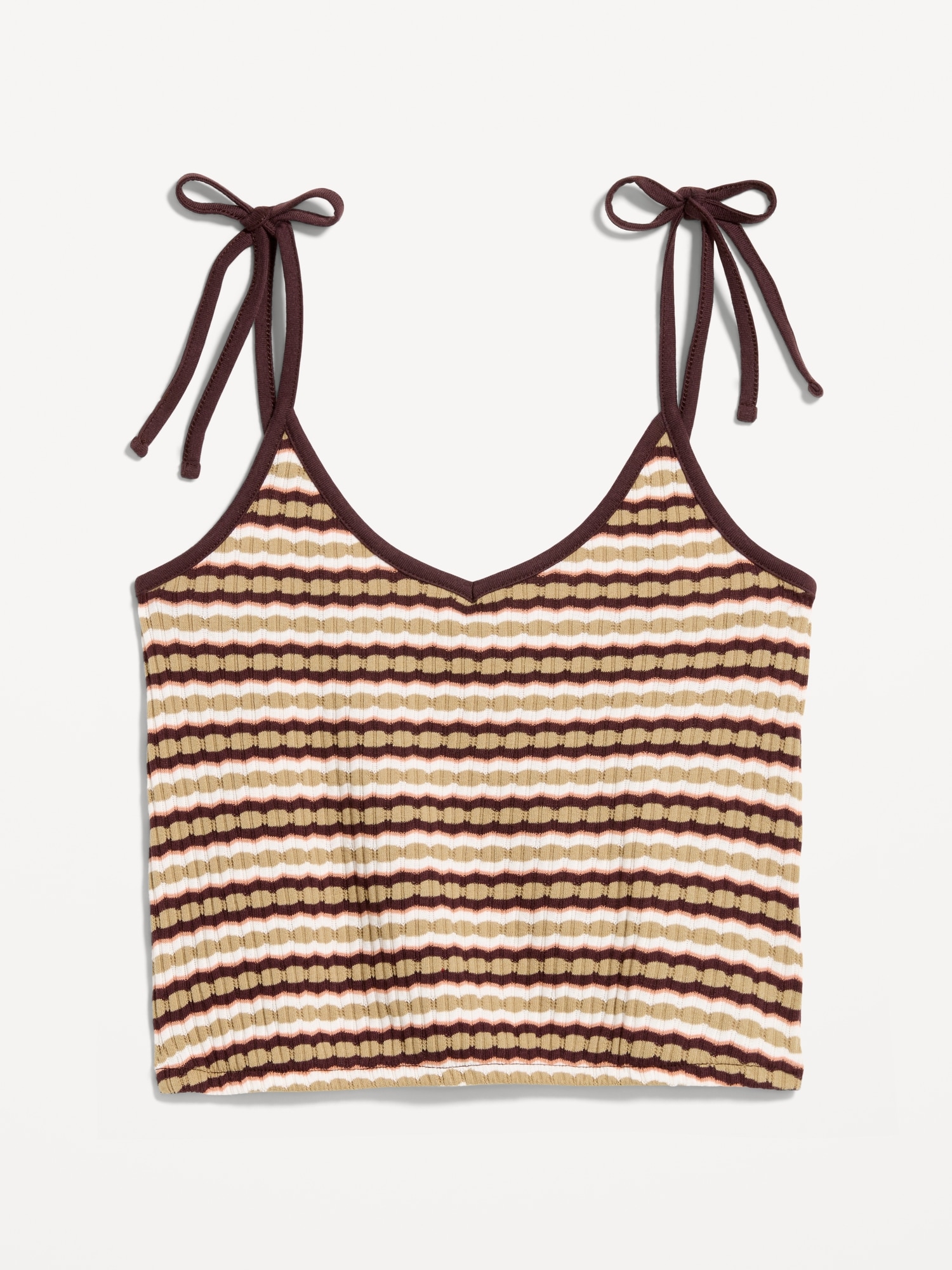 Sleeveless Pointelle Tie-Strap Tank Top