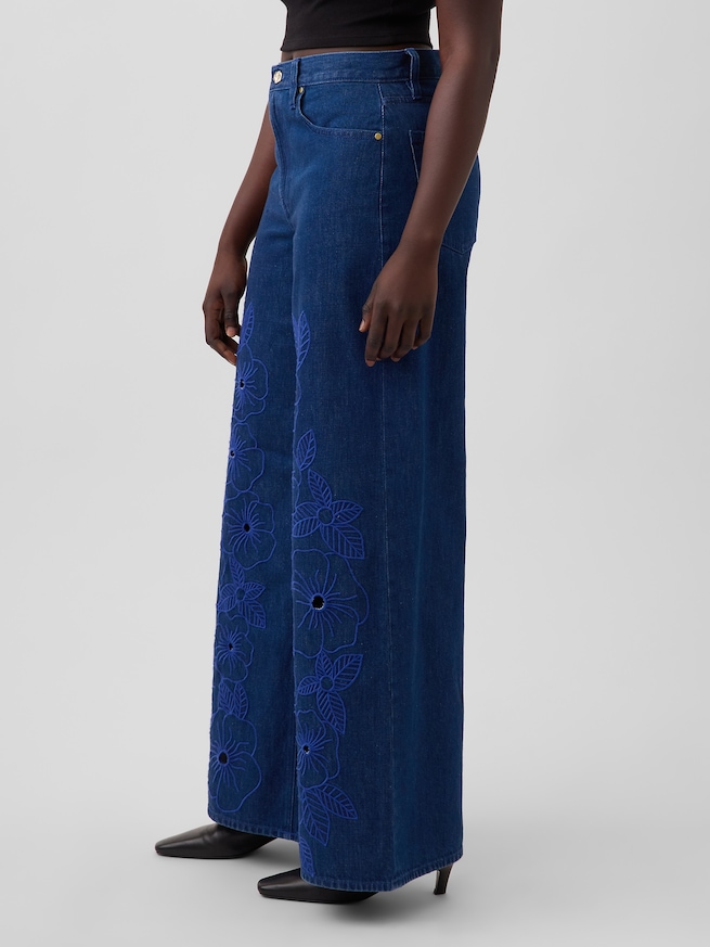 Gap &times; HFR ロースラング フローラル スーパーバギーデニム by Atelier Ndigo-4