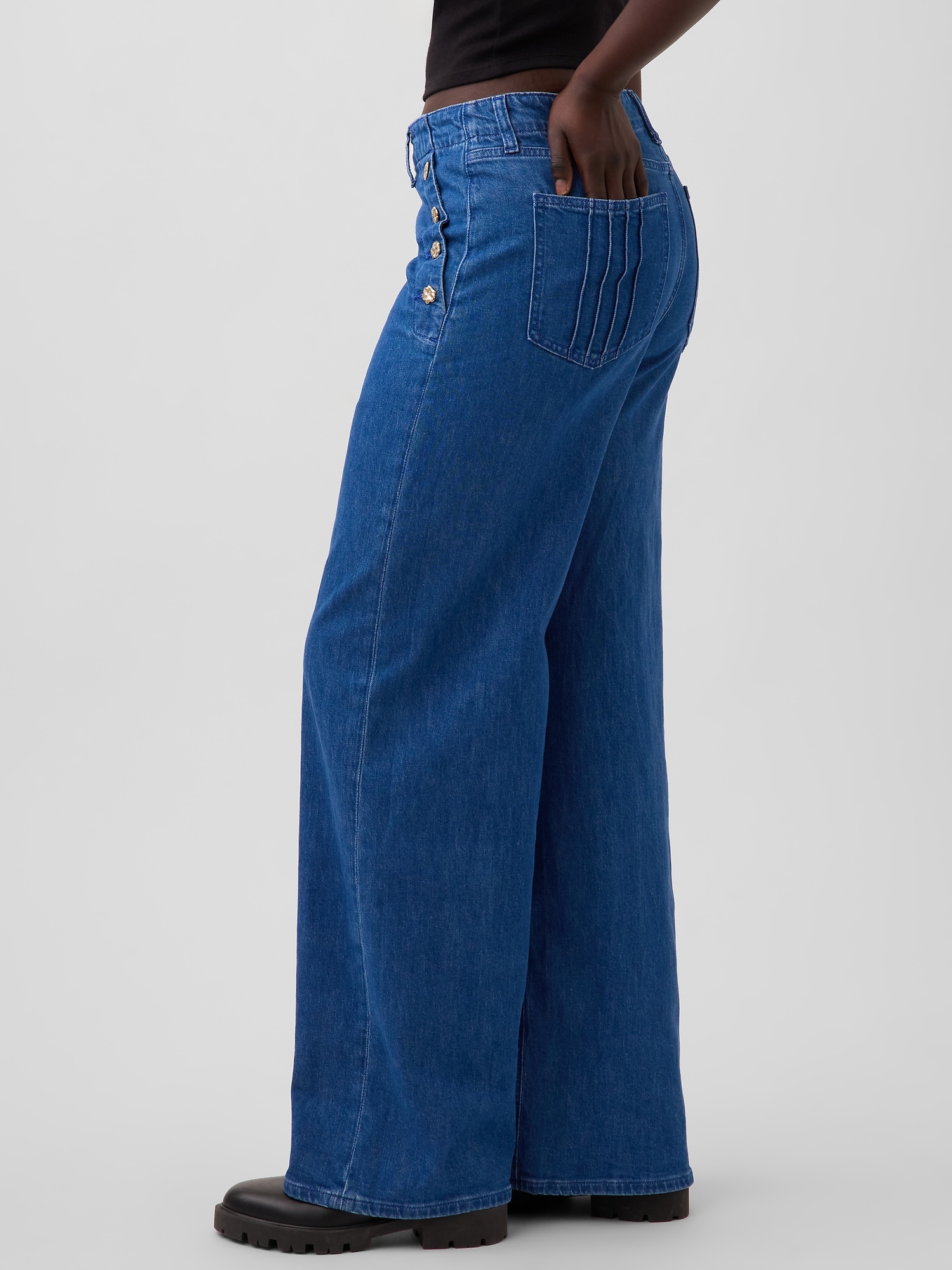 Gap &times; HFR ハイライズ ピンタック ストライド ワイドデニム by Atelier Ndigo-2