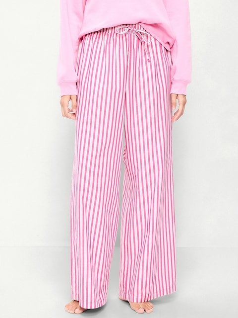 Poplin Wide-Leg Pajama Pants