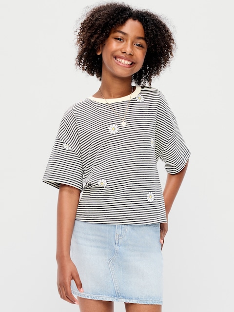 Oversized Short-Sleeve Cropped T-Shirt for Girls