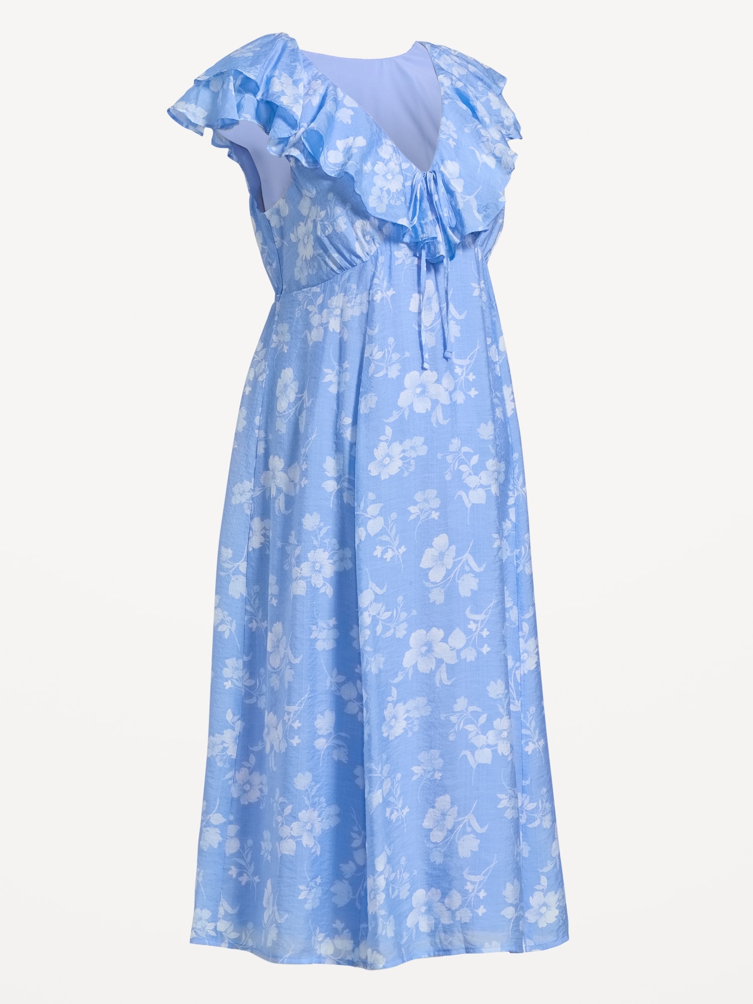 Maternity Ruffle-Sleeve Midi Dress