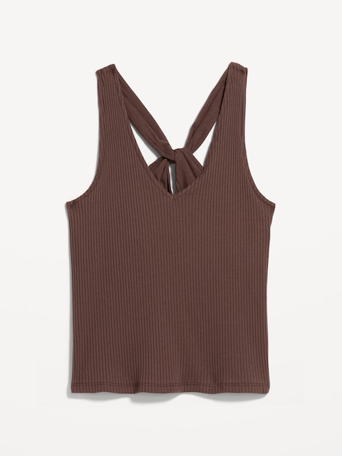 Sleeveless Ribbed Loop-Back Tank Top